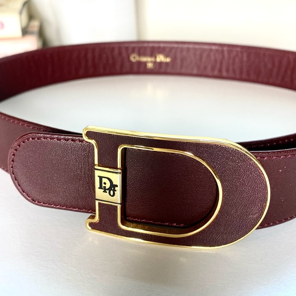 Vintage Christian Dior Burgundy Bordeaux Deep Red 100% AUTHENTIC Leather Belt. - Picture 3 of 10